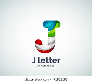 Vector j letter logo, abstract geometric logotype template, created with overlapping elements