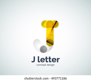 Logotipo de letra vectorial j, plantilla de logotipo geométrico abstracto, creada con elementos superpuestos