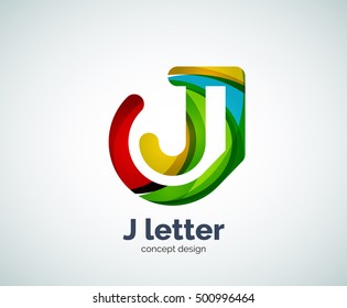 Logotipo de letra vectorial j, plantilla de logotipo geométrico abstracto, creada con elementos superpuestos