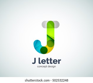 Vector j letter logo, abstract geometric logotype template, created with overlapping elements
