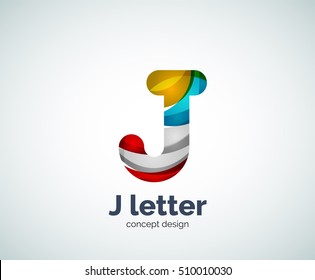 Vector j letter logo, abstract geometric logotype template, created with overlapping elements
