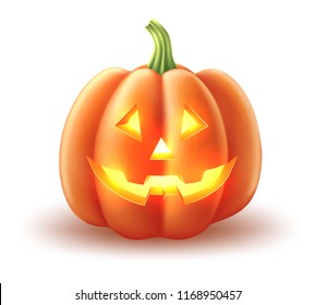 Vector jack o lanterns scary pumpkin face halloween holiday realistic symbol isolated. Traditional holiday decoration, autumn trick or treat kids event vegetable.