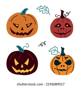 Vector Jack pumpkins for Halloween. Isolates on a white background for icons, decorations