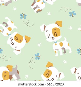 vector jack russel terrier dog seamless pattern