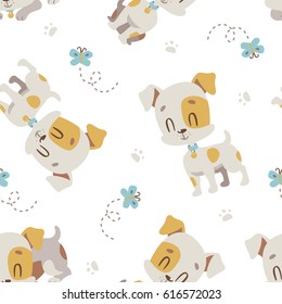 vector jack russel terrier dog seamless pattern