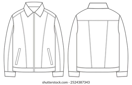 Vector Jacket Flat Sketch for Fashion designer and Fashion Illustration