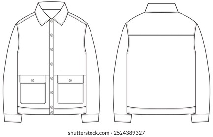 Vector Jacket Flat Sketch for Fashion designer and Fashion Illustration