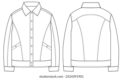 Vector Jacket Flat Sketch for Fashion Designer and Fashion Illustration