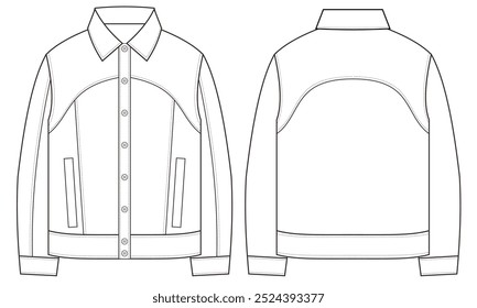 Vector Jacket Flat Sketch for Fashion Designer and Fashion Illustration