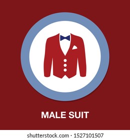 Vector Jacket Icon, Man Clothing Fashion, Male Suit - Coat Illustration Isolated