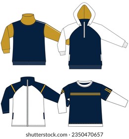 Vector jacket silhouette illustration with colors and hood fashion design