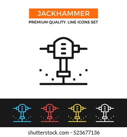 Vector jackhammer icon. Jack hammer, power tool. Premium quality graphic design. Modern signs, outline symbols collection, simple thin line icons set for websites, web design, mobile app, infographics