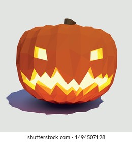 Vector Jack-lantern. Illustration for Halloween. Low poly 3d vector illustration.