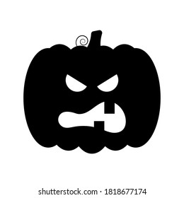 Vector Jack-o-lantern pumpkin on isolated, funny scary halloween pumpkin face, cartoon illustration.