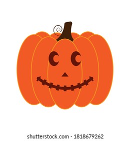 Vector Jack-o-lantern pumpkin on isolated, funny scary halloween pumpkin face, cartoon illustration.