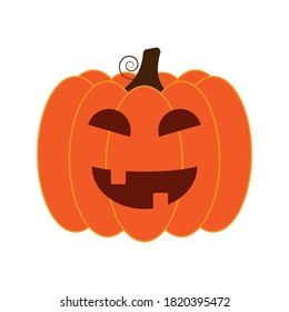 Vector Jack-o-lantern pumpkin on isolated, funny scary halloween pumpkin face, cartoon illustration.