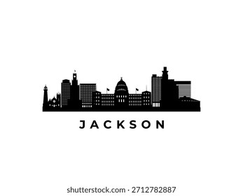 Vetor Jackson skyline. Viaje pelos famosos marcos de Jackson. Conceito de negócios e turismo para apresentação, banner, web site.