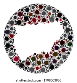Vector Jaen Spanische Provinz Karte Sammlung von covid-2019 Virus. Die Infektion greift das Quarantäneregional aus der Außenzone an.