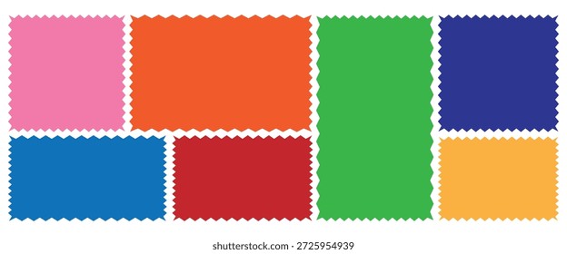 Vector Jagged colourful Geometric Frame with zigzag edge. Colour Rectangular jagged