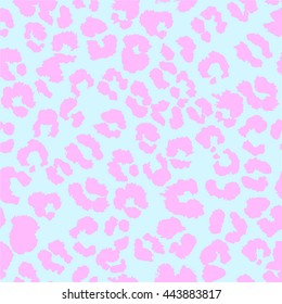 Vector jaguar pattern. Light pale 
blue and pink illustration.