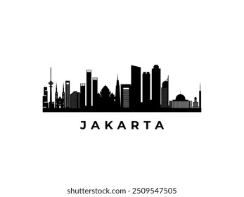 Vector Jakarta skyline. Travel Jakarta famous landmarks. Business and tourism concept for presentation, banner, web site.