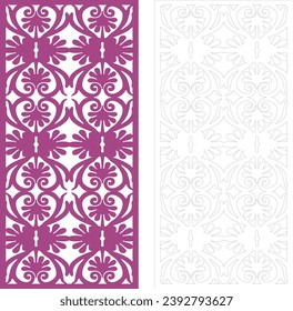 Vector jali laser cut decorative panel set with lace pattern