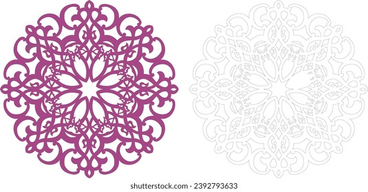 Vector jali laser cut decorative panel set with lace pattern