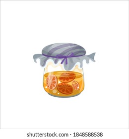 Vector jam mug with oranges isolated