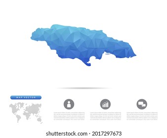 Vector Jamaica map blue polygon triangle mosaic for presentation. Creative concept for infographic.