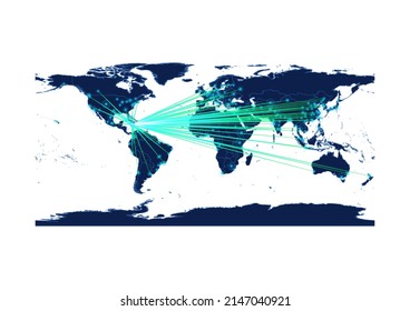Mapa de Vector Jamaica sobre fondo blanco adecuado para tecnología, innovación o conceptos de exportación. El archivo es adecuado para la edición digital y las impresiones de gran tamaño.