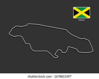 vector Jamaica map thin line style.