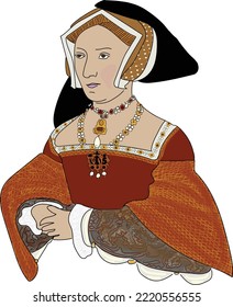 Vector of Jane Seymour, third wife of Henry VIII of England. She was the mother of Edward VI.