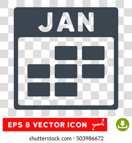 Vector January Calendar Grid EPS vector pictogram. Illustration style is flat iconic smooth blue symbol on a transparent background.