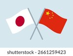 Vector Japan and China Flags Illustration