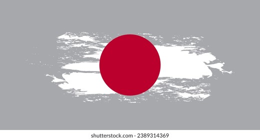 Vector Japan flag Brush stroke with grunge background template