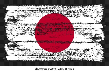 Vector Japan flag in grunge style on transparent background