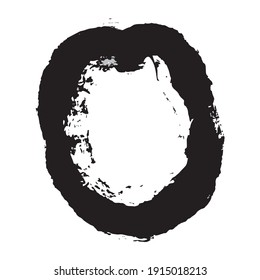 Vector Japan font hieroglyph. Stylized English alphabet, Abstract Japanese Calligraphy and Brush 'O' Uppercase Letter.  