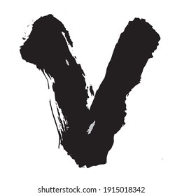Vector Japan font hieroglyph. Stylized English alphabet, Abstract Japanese Calligraphy and Brush 'V' Uppercase Letter.  