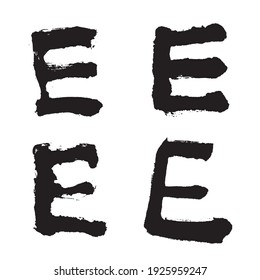 Vector Japan font hieroglyph. Stylized English alphabet, Abstract Japanese Calligraphy and Brush 'E' Uppercase Letter. 