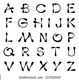 Vector Japan font hieroglyph. Stylized English alphabet.