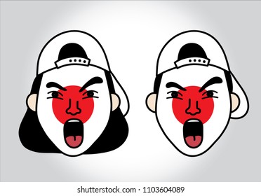 vector japan football fans , face paint and cheer
