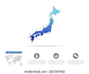 Vector Japan map blue polygon triangle mosaic for presentation. Creative concept for infographic.