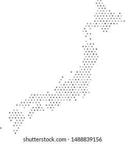 Vector Japan map filled with a texture of hexagonally arranged gray circles