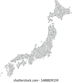 Vector Japan map filled with a texture of hexagonally arranged gray circles