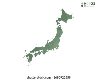 Vector of Japan map green polygon triangle mosaic with white background. style gradient.