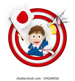 Vector - Japan Soccer Fan Flag Cartoon