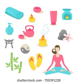 Vector japan spa set template collection