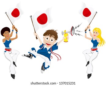 Vector - Japan Sport Fan with Flag and Horn