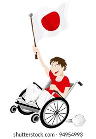 Vector - japan Sport Fan Supporter on Wheelchair with Flag