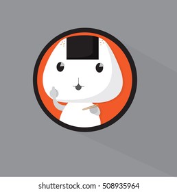 Vector japan sushi  with sticks flat design cartoon character illustration.concept art for restaurant and food.